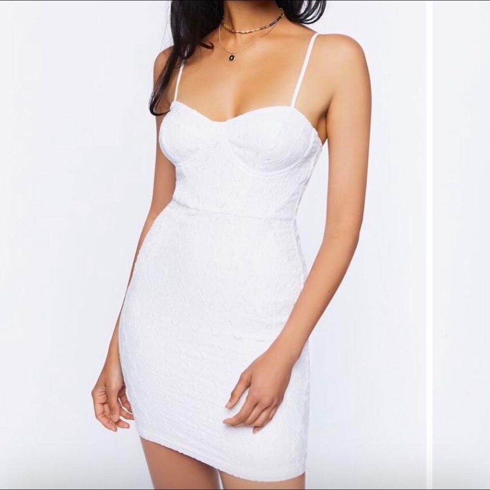 Forever 21 White Mini Dress with Spaghetti Straps